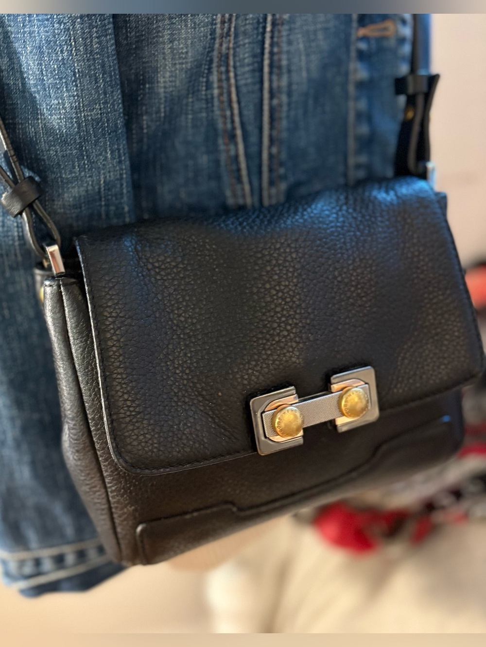 Marc Jacobs Black Pebbled Leather Flap Crossbody Bag